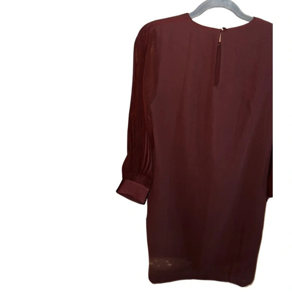 Reiss Amerie Maroon Long Sleeve Pleated Dress Size 2 - Picture 6 of 8